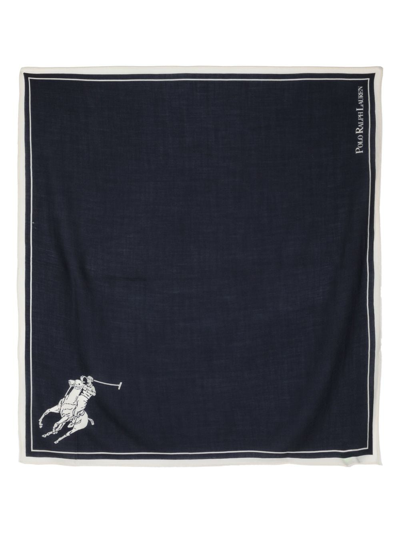 Polo Ralph Lauren Polo Pony Wool Scarf In Blue