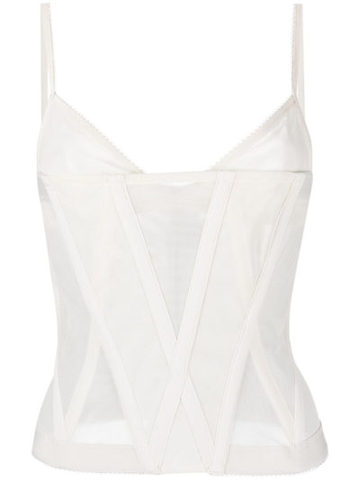 Dion Lee Cream Oblique Mesh Corset In White