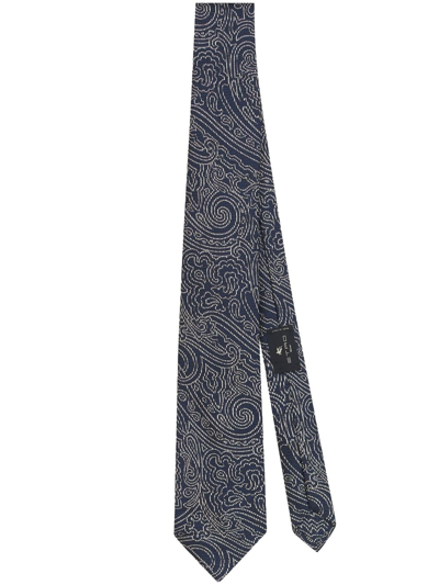 Etro Paisley-print Silk Tie In Navy Blue