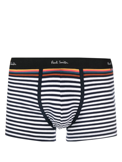 Paul Smith Stripe-pattern Organic-cotton Boxers In Blue