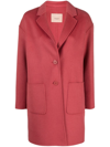 Twinset Single-breasted Wool-blend Coat In Pink