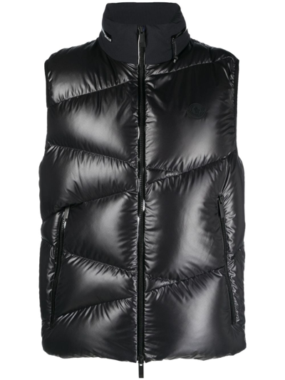 Moncler Zip-up Padded Gilet In Black