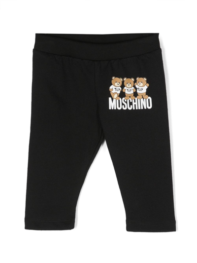Moschino Babies' Logo-print Cotton Leggings In Black