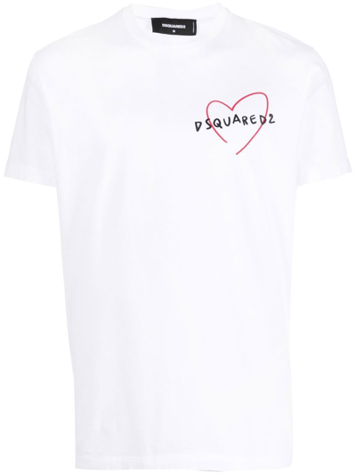 Dsquared2 Heart Logo-print T-shirt In White