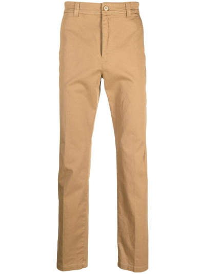 Diesel Logo-embroidered Chino Trousers In Neutrals