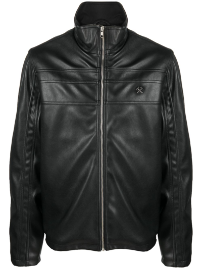 Gmbh Black Fitted Faux-leather Jacket