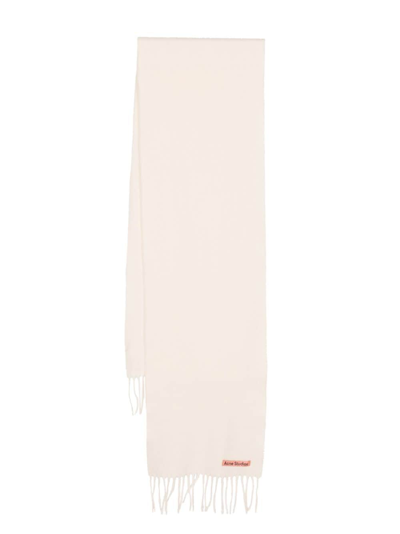 Acne Studios Logo-patch Wool Scarf In Neutrals