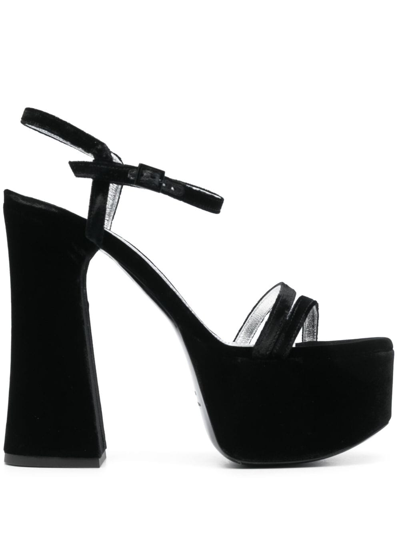 Philosophy Di Lorenzo Serafini 140mm Velvet-finish Sandals In Black