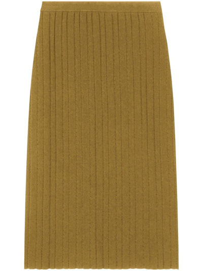 Proenza Schouler White Label Ribbed-knit Midi Skirt In Green