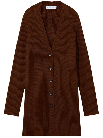 Proenza Schouler White Label Ribbed-knit Belted Cardigan In Brown