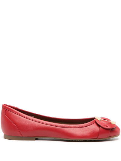 See By Chloé Chany Buckle-detail Ballerina Shoes In Red