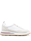 Thom Browne White Low Top Perforated Sneaker With Non-slip Rubber Outsole In White