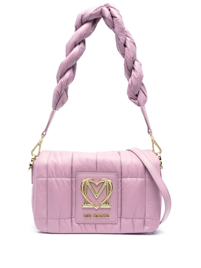 Love Moschino Logo-plaque Padded Crossbody Bag In Purple