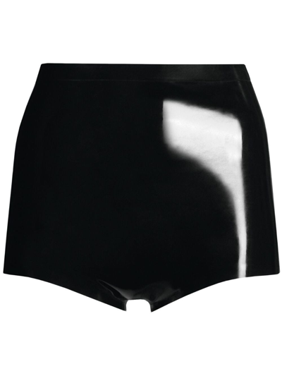 Maison Margiela Four-stitch Logo Latex Briefs In Black