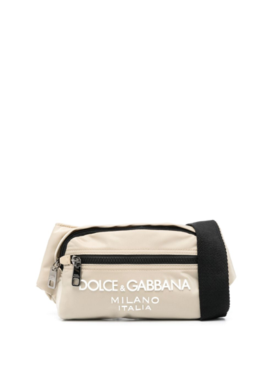 Dolce & Gabbana Logo-print Zipped Belt Bag In Neutrals