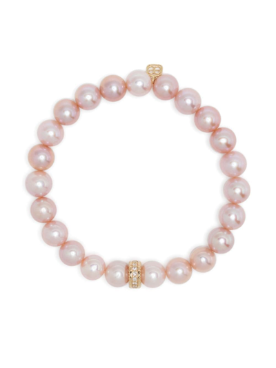SYDNEY EVAN 14KT YELLOW GOLD PEARL AND DIAMOND BRACELET