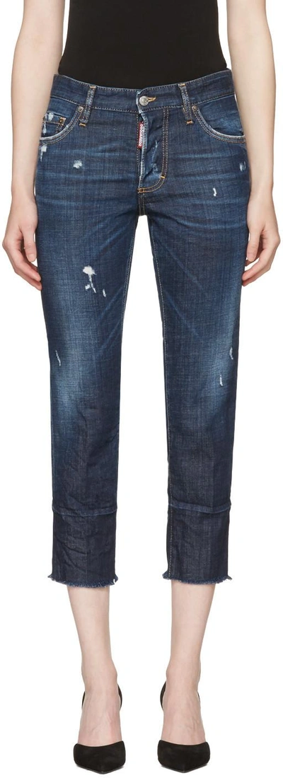 Dsquared2 Cropped Boyfriend Jeans In Blue