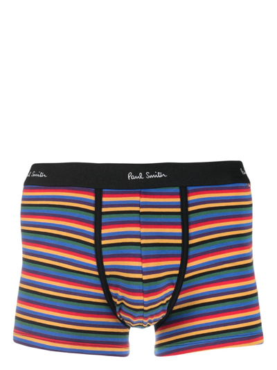 Paul Smith Logo腰边条纹印花四角裤 In Black