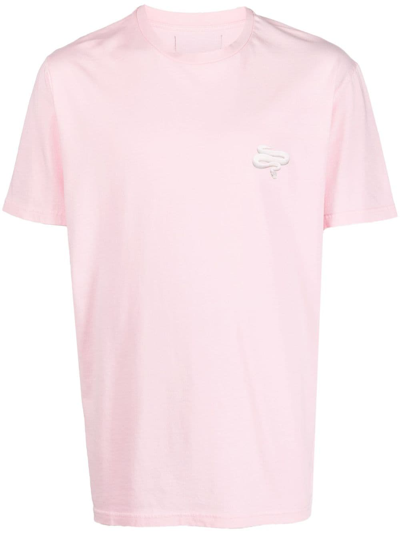 Les Hommes Snake-print Cotton T-shirt In Pink