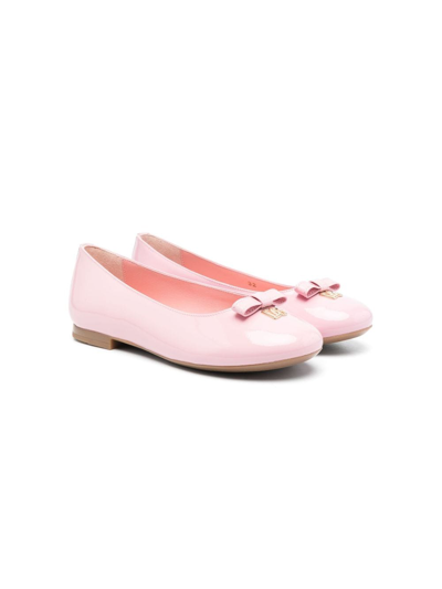 Dolce & Gabbana Kids' Dg Bow Ballerina Pumps In Rosa