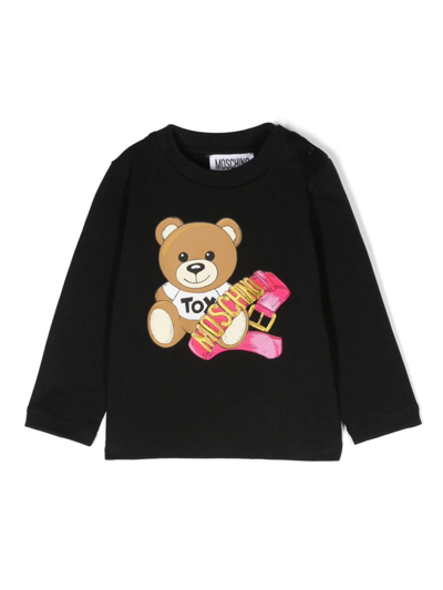 Moschino Kids' Teddy Bear 圆领卫衣 In Black