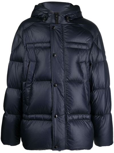 Moncler Hooded Puffer Jacket In Blue