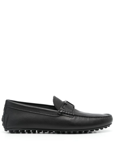 Tod's Logo-plaque Leather Loafers In Black