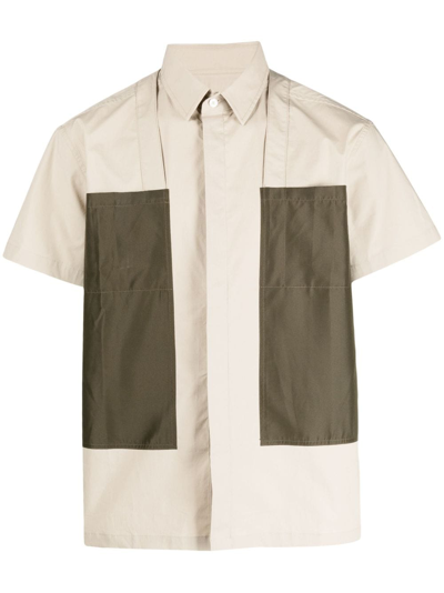 Les Hommes Panelled Short-sleeve Shirt In Neutrals