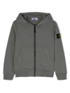 STONE ISLAND JUNIOR COMPASS-BADGE ZIP-UP HOODIE