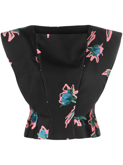 Philosophy Di Lorenzo Serafini Floral-print Sleeveless Top In Black