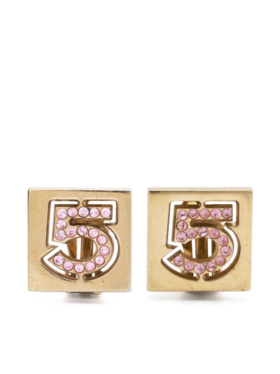 Pre-owned Chanel 2002 Nº 5 Clip-on Earrings In Gold