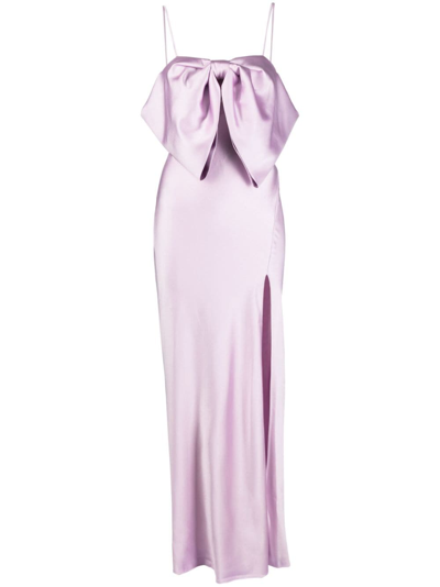 Pinko Bow-detail Satin Maxi Dress In Orchid Bunch