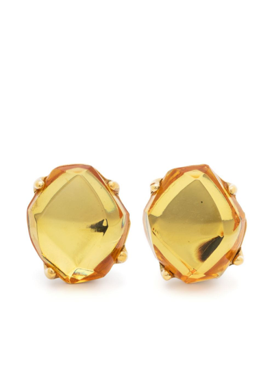 Pre-owned Saint Laurent 1980s Lucile Clip-on Earrings In Gold