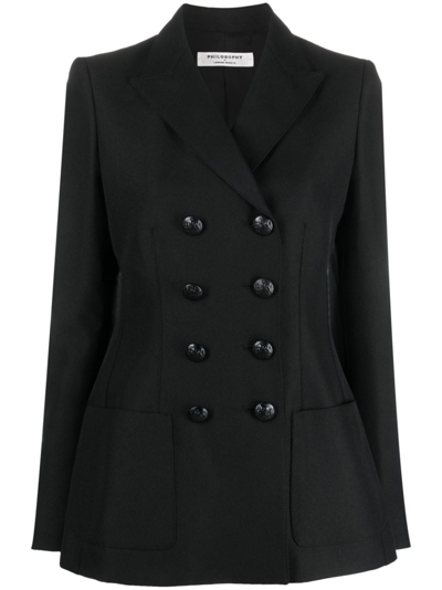 PHILOSOPHY DI LORENZO SERAFINI EMBOSSED-BUTTONS DOUBLE-BREASTED BLAZER