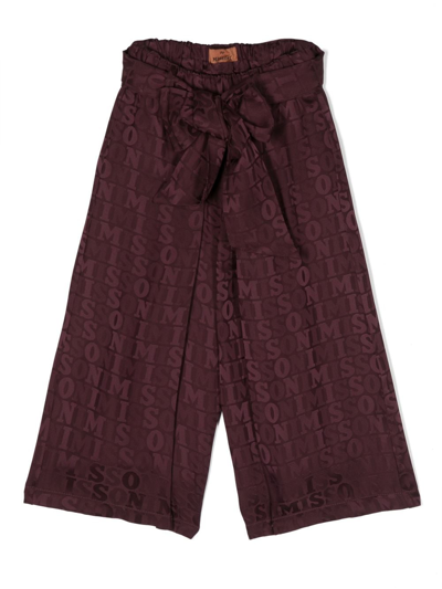 Missoni Kids' Logo-jacquard Pattern Trousers In Purple