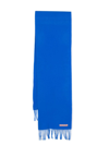 Acne Studios Logo-patch Wool Scarf In Royal Blue