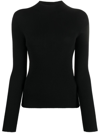 Twinset Mock-neck Ribbed Jumper In Black