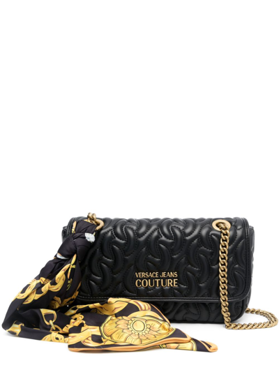 Versace Jeans Couture Logo-plaque Quilted Crossbody Bag In Black