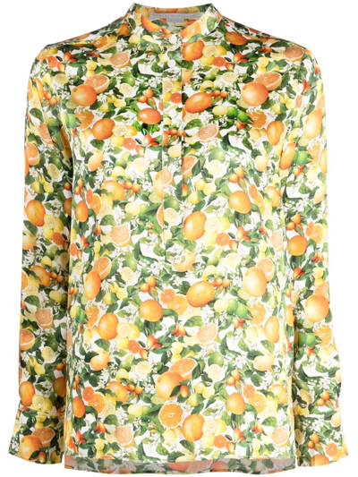 Stella Mccartney Forest Floral Print Silk Shirt In Multicolour