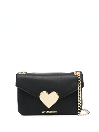 Love Moschino Gracious Heart-motif Shoulder Bag In Black