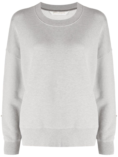 Palm Angels Logo-print Star-patch Cotton Sweatshirt In Grey