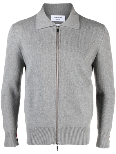 Thom Browne Ribbed-detail Knit Cardigan In Grey