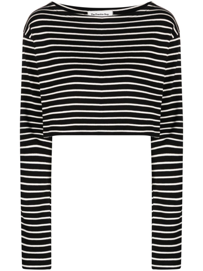 The Frankie Shop Tilla Striped Cropped Top In Black