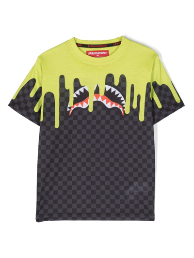 Sprayground Kid Kids' Signature Shark-teeth Print T-shirt In Black