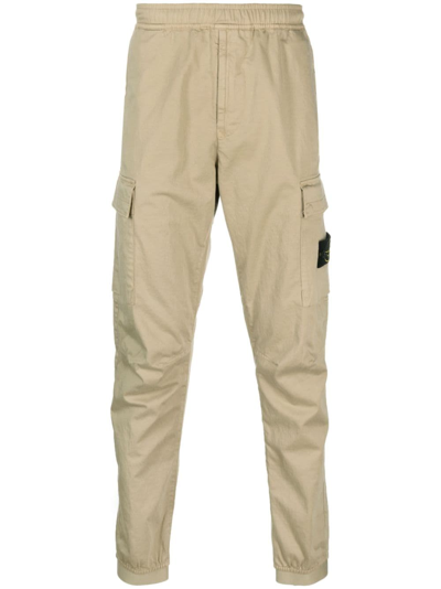 Stone Island Stretch Organic Cotton Cargo Pants In Neutral