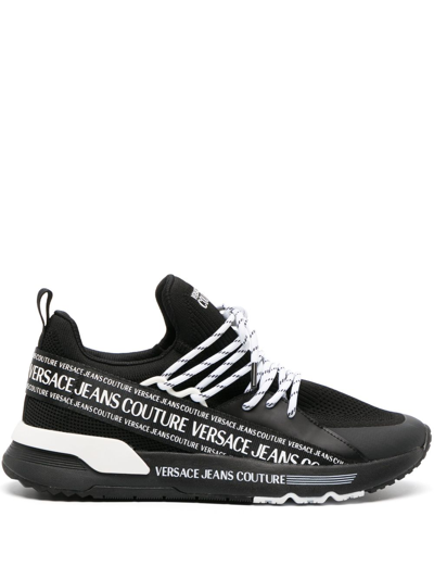 Versace Jeans Couture Dynamic Logo-print Sneakers In Black
