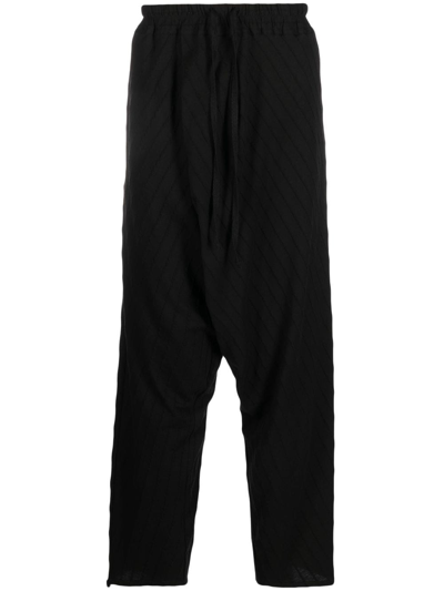 Atu Body Couture X Tessitura Striped Drop-crotch Trousers In Black