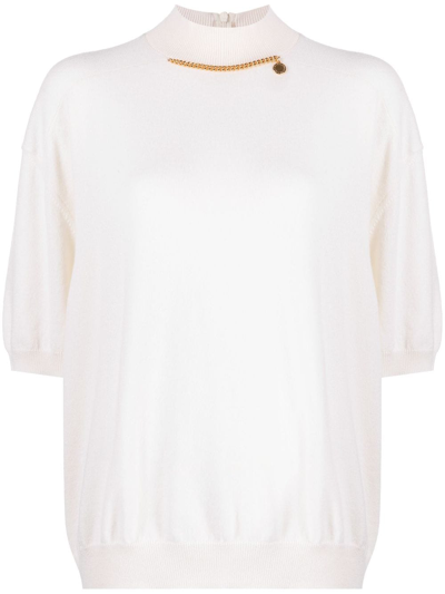 Stella Mccartney Falabella Chain-detailed Knited Top In White