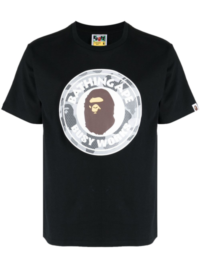 A Bathing Ape Busy Works Logo-print Cotton T-shirt In Black