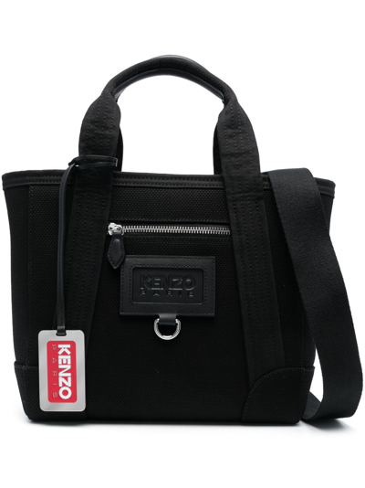 Kenzo Logo-plaque Tote Bag In Black